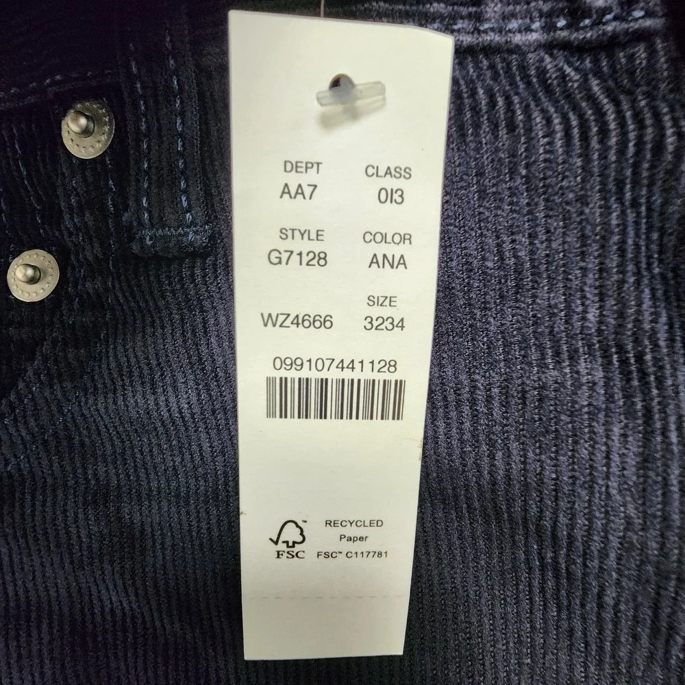 J.Crew 484 Corduroy Pants Mens 32x34 Slim Fit Tapered Leg Navy Blue NEW w/ Tag‎